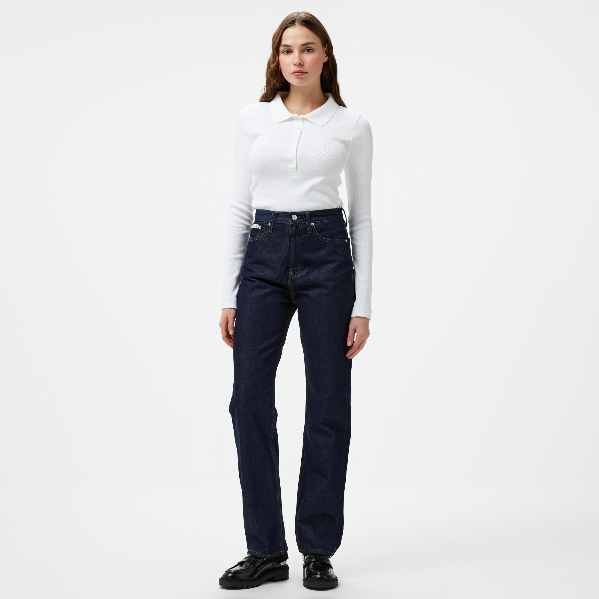 Calvin Klein Jeans High Rise Straight Kadın Lacivert Jean