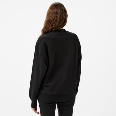  Calvin Klein Jeans Textured Monologo Crewneck Kadın Siyah Sweatshirt