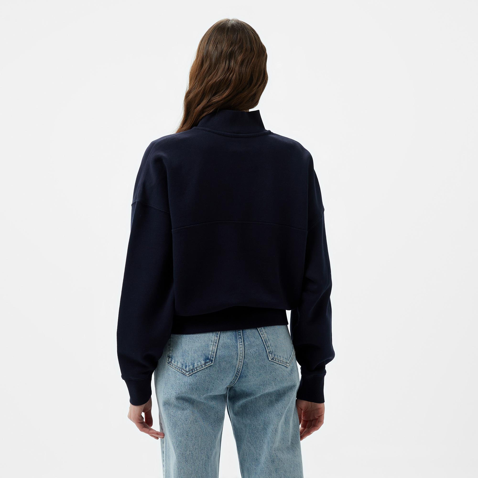 Tommy Hilfiger Mini Corp 1/2 Zip Kadın Mavi Sweatshirt