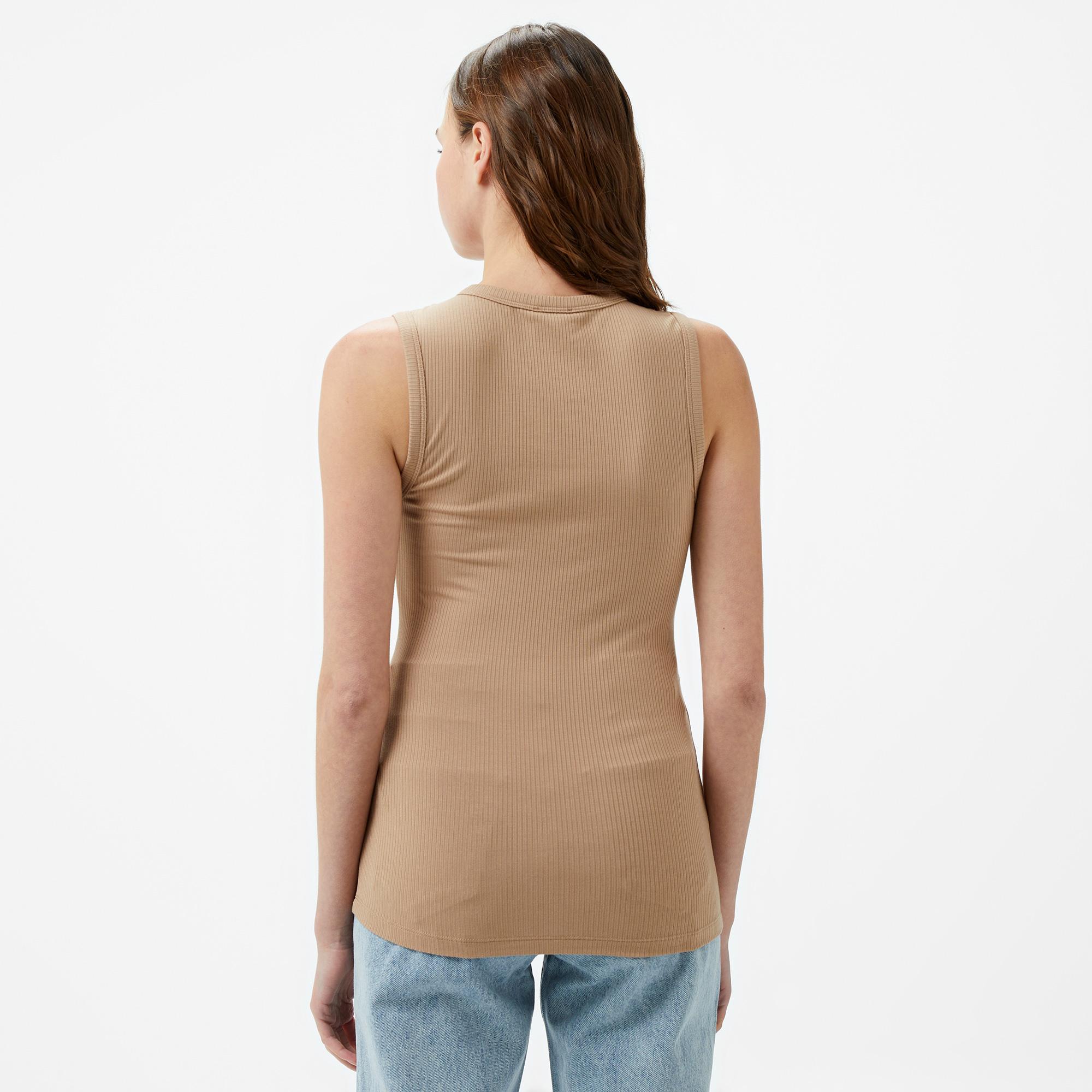 Calvin Klein Modal Rib Tank Top Kadın Kahverengi Kolsuz T-Shirt