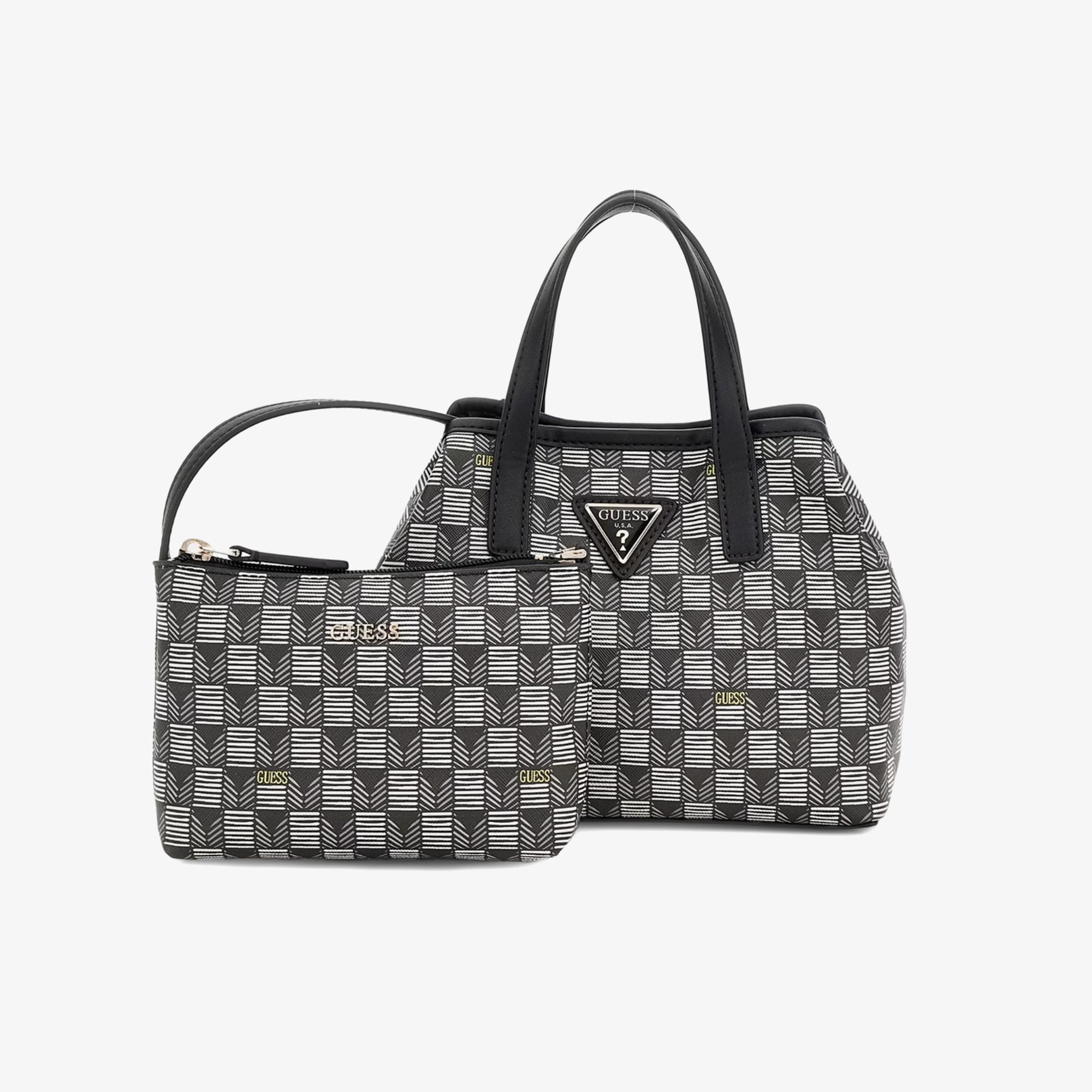 Guess Vikky II Large Wave Mini Kadın Siyah Tote