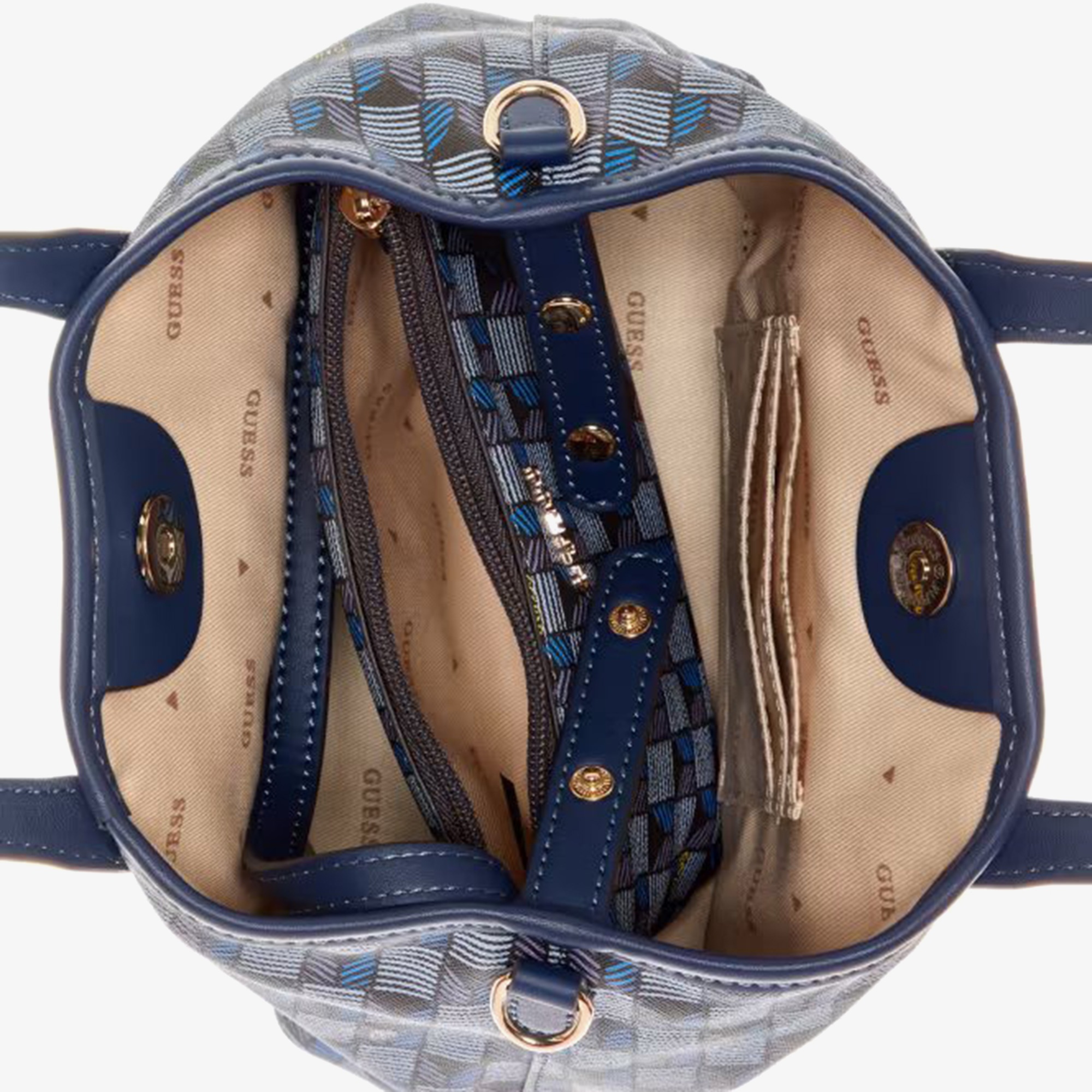 Guess Vikky Ii Large Tote G Wave Mini Tote Kadın Mavi Tote