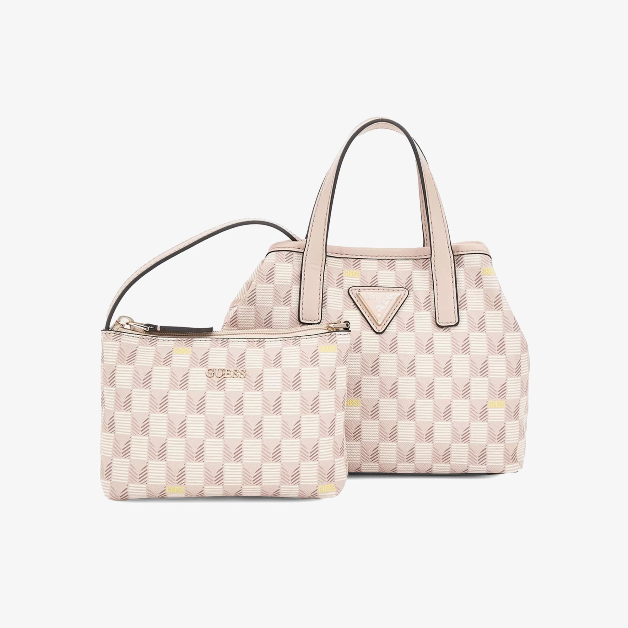 Guess Vikky Iı Large Wave Mini Tote Kadın Pembe Tote Çanta