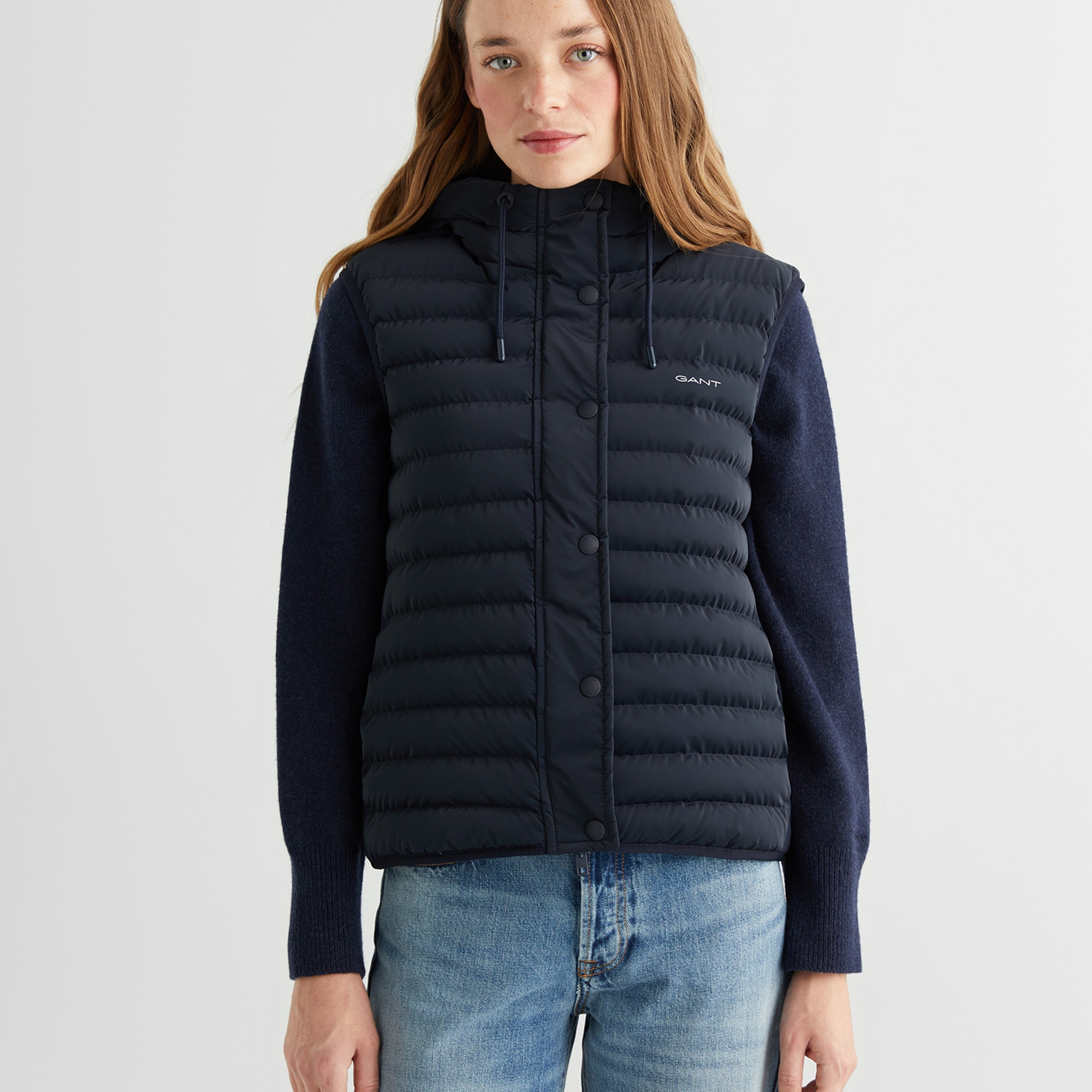 GANT Kadın Lacivert Kapüşonlu Kapitone Yelek