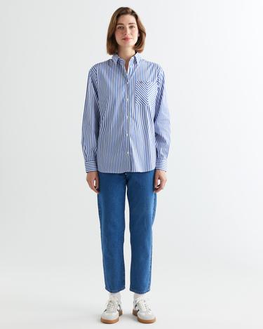  GANT Kadın Mavi Regular Fit Çizgili Gömlek