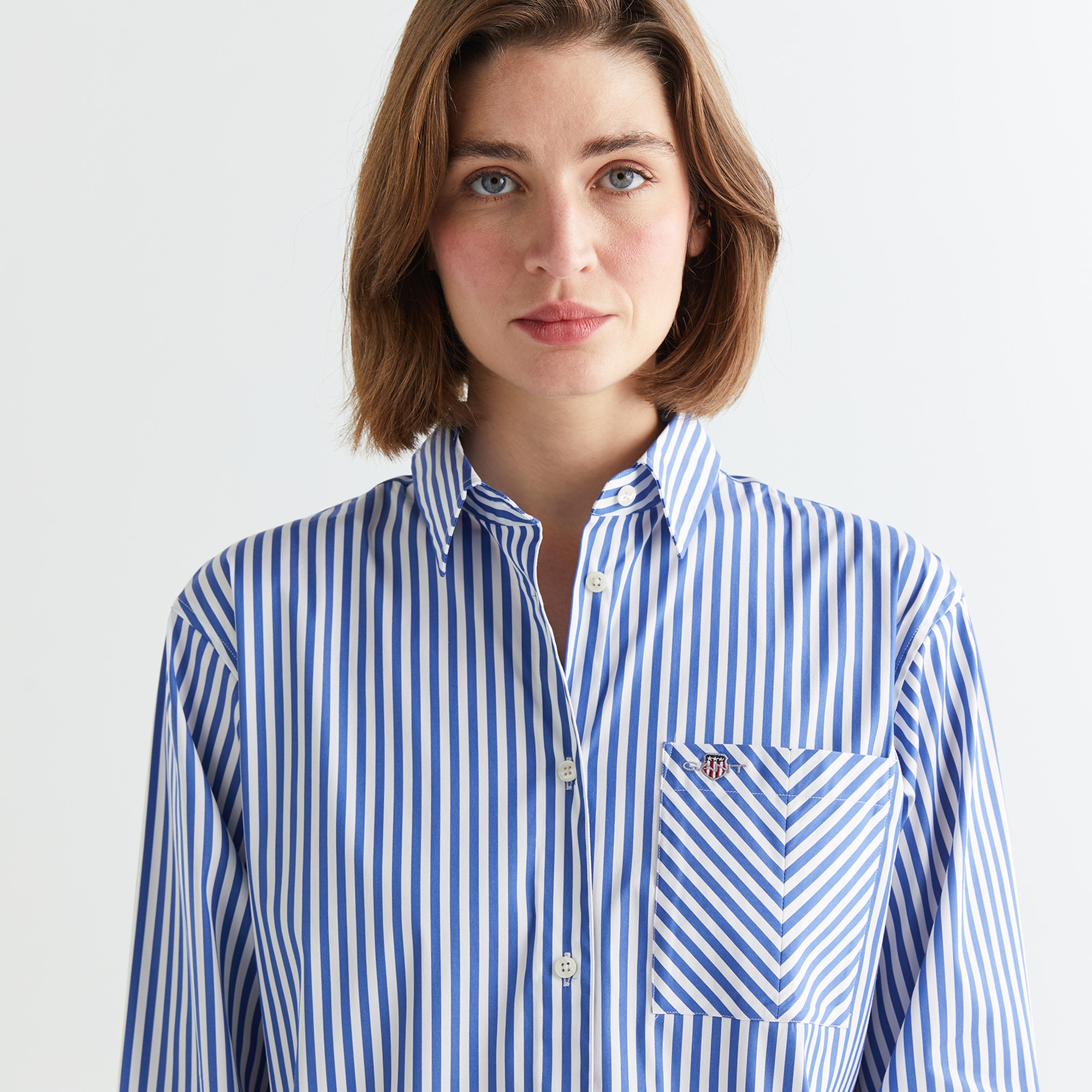 GANT Kadın Mavi Regular Fit Çizgili Gömlek