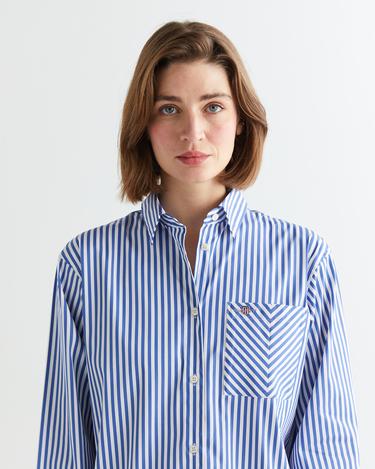  GANT Kadın Mavi Regular Fit Çizgili Gömlek