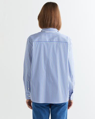  GANT Kadın Mavi Regular Fit Çizgili Gömlek