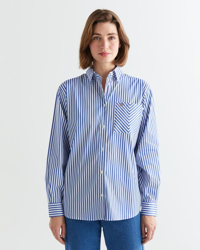  GANT Kadın Mavi Regular Fit Çizgili Gömlek