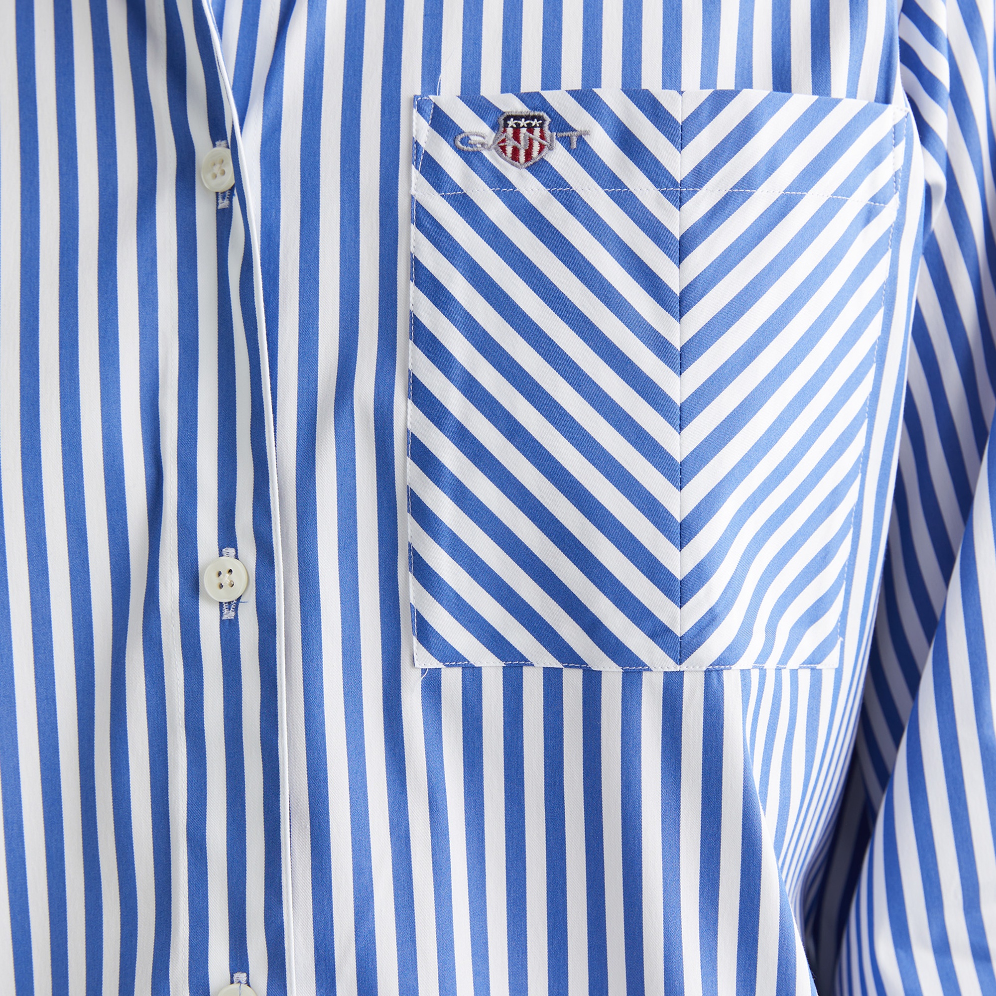 GANT Kadın Mavi Regular Fit Çizgili Gömlek