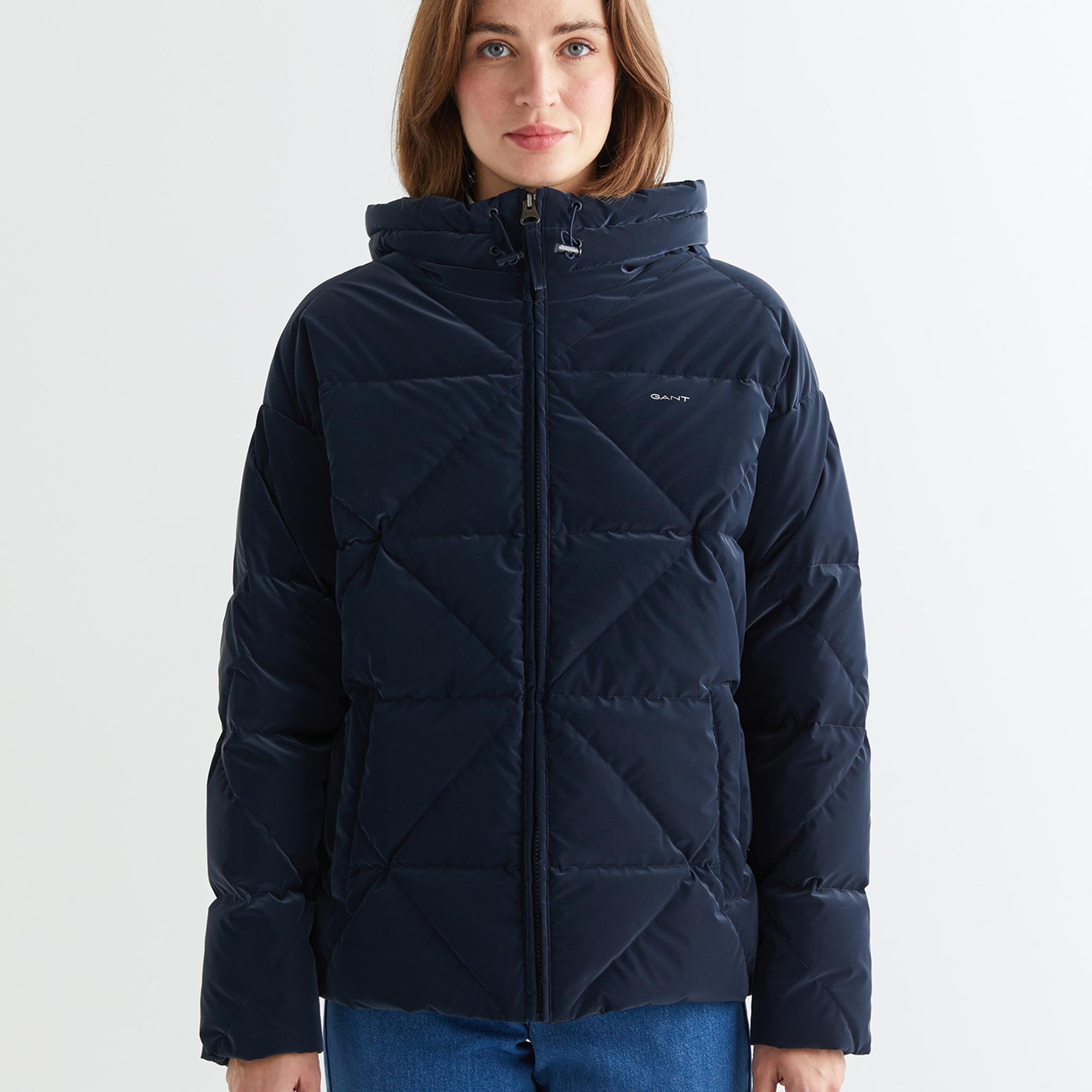 GANT Kadın Lacivert Kapüşonlu Kapitone Mont