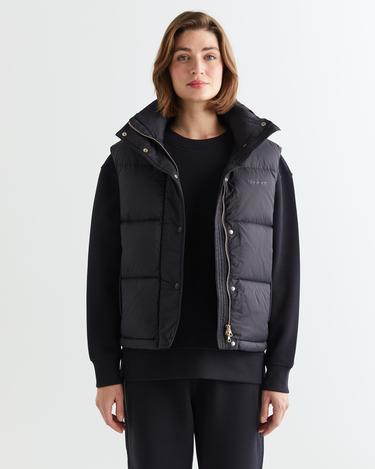  GANT Kadın Siyah Relaxed Fit Fermuarlı Logolu Yelek