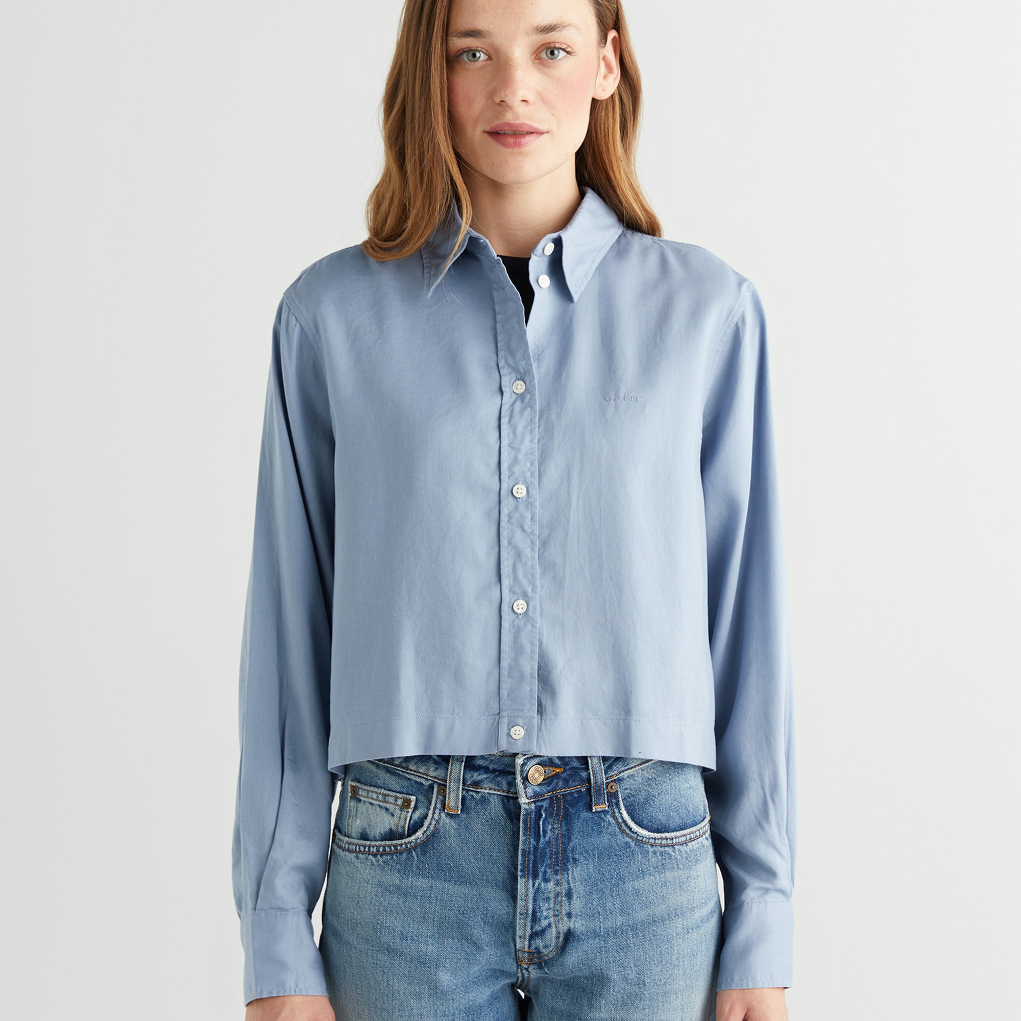 GANT Kadın Mavi Crop Fit Gömlek