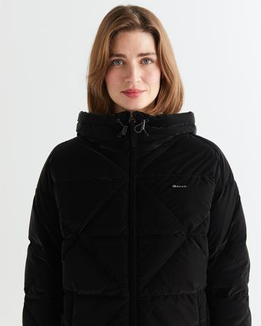  GANT Kadın Siyah Kapüşonlu Kapitone Mont