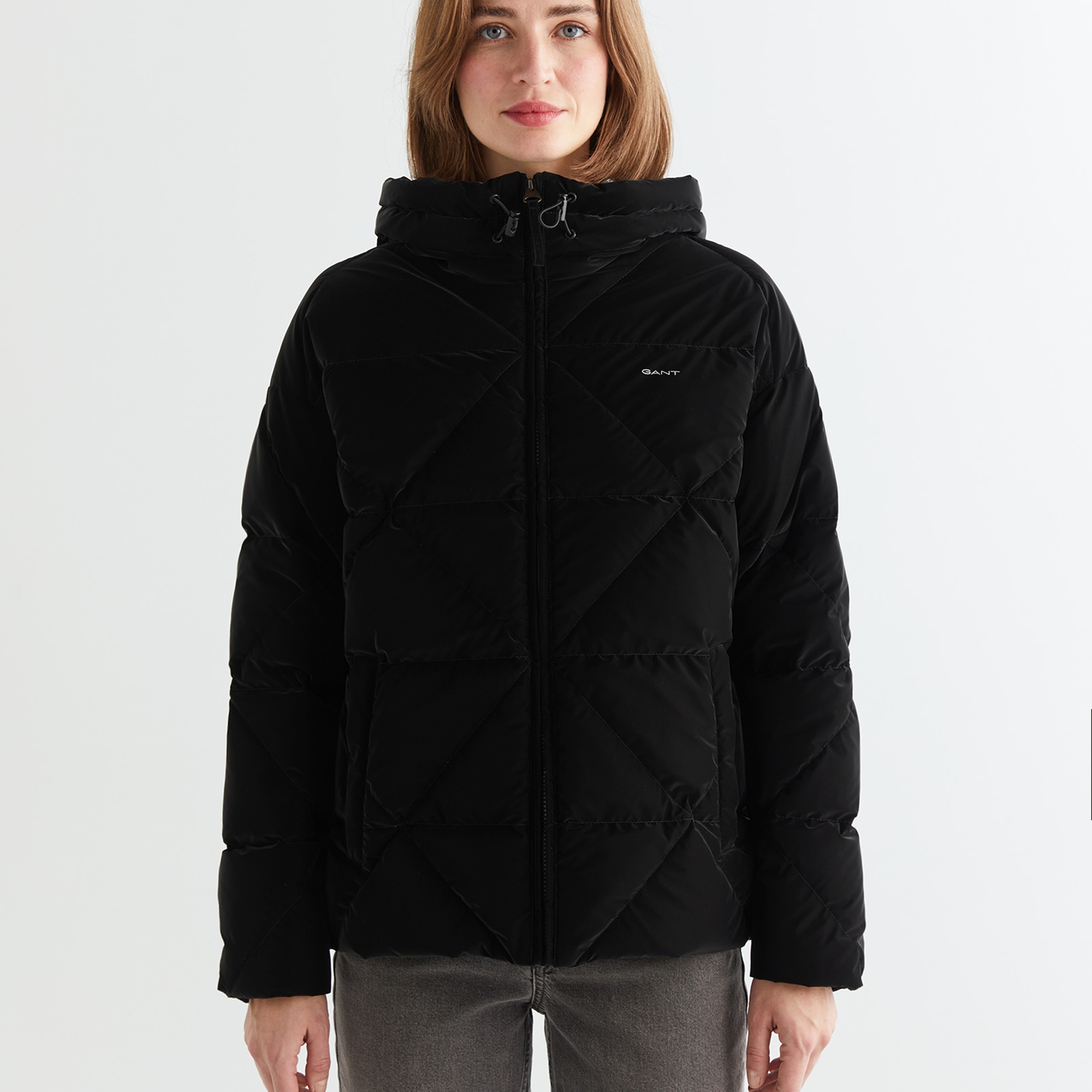 GANT Kadın Siyah Kapüşonlu Kapitone Mont