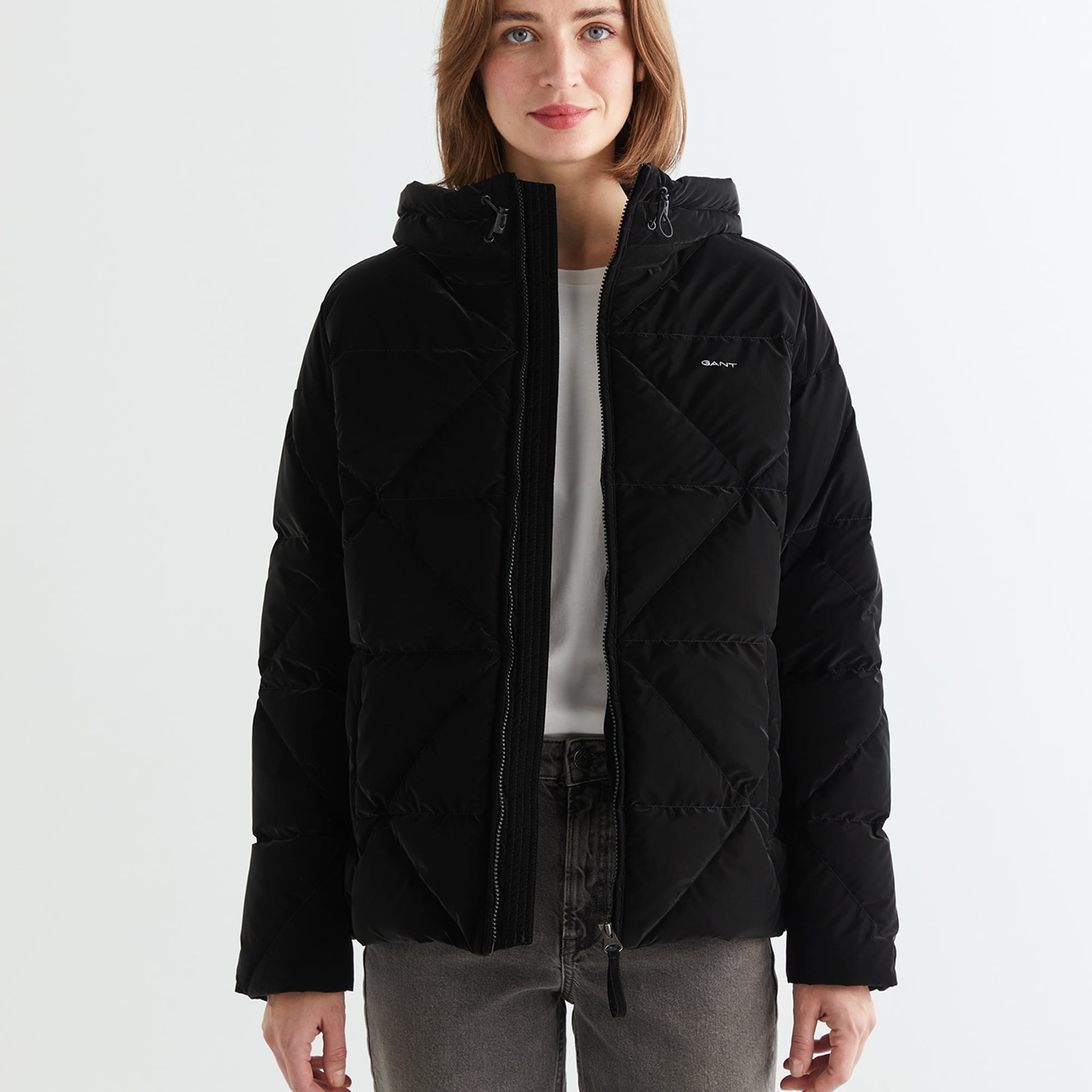 GANT Kadın Siyah Kapüşonlu Kapitone Mont