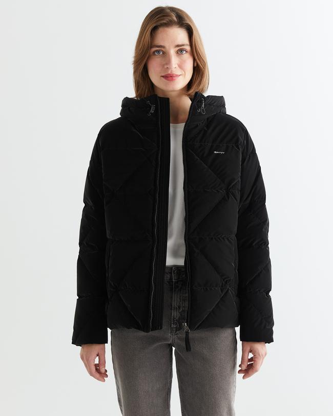  GANT Kadın Siyah Kapüşonlu Kapitone Mont