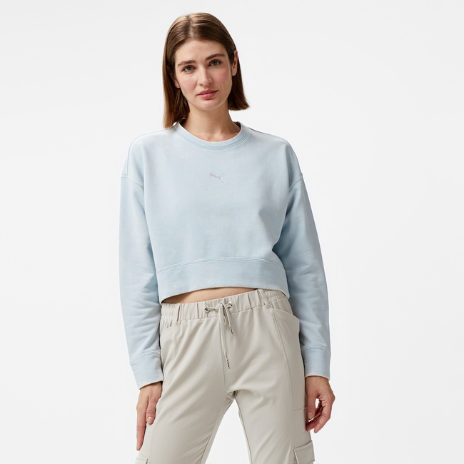  Puma Dare To Relaxed Washed Kadın Mavi Günlük Sweatshirt