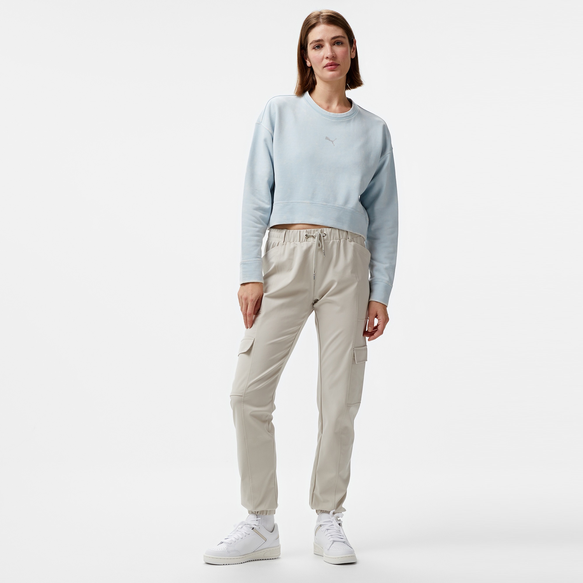 Puma Dare To Relaxed Washed Kadın Mavi Günlük Sweatshirt