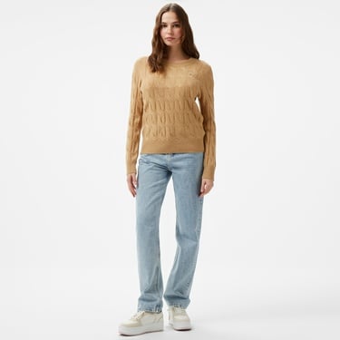  Tommy Hilfiger Soft Wool Cable Kadın Haki Kazak