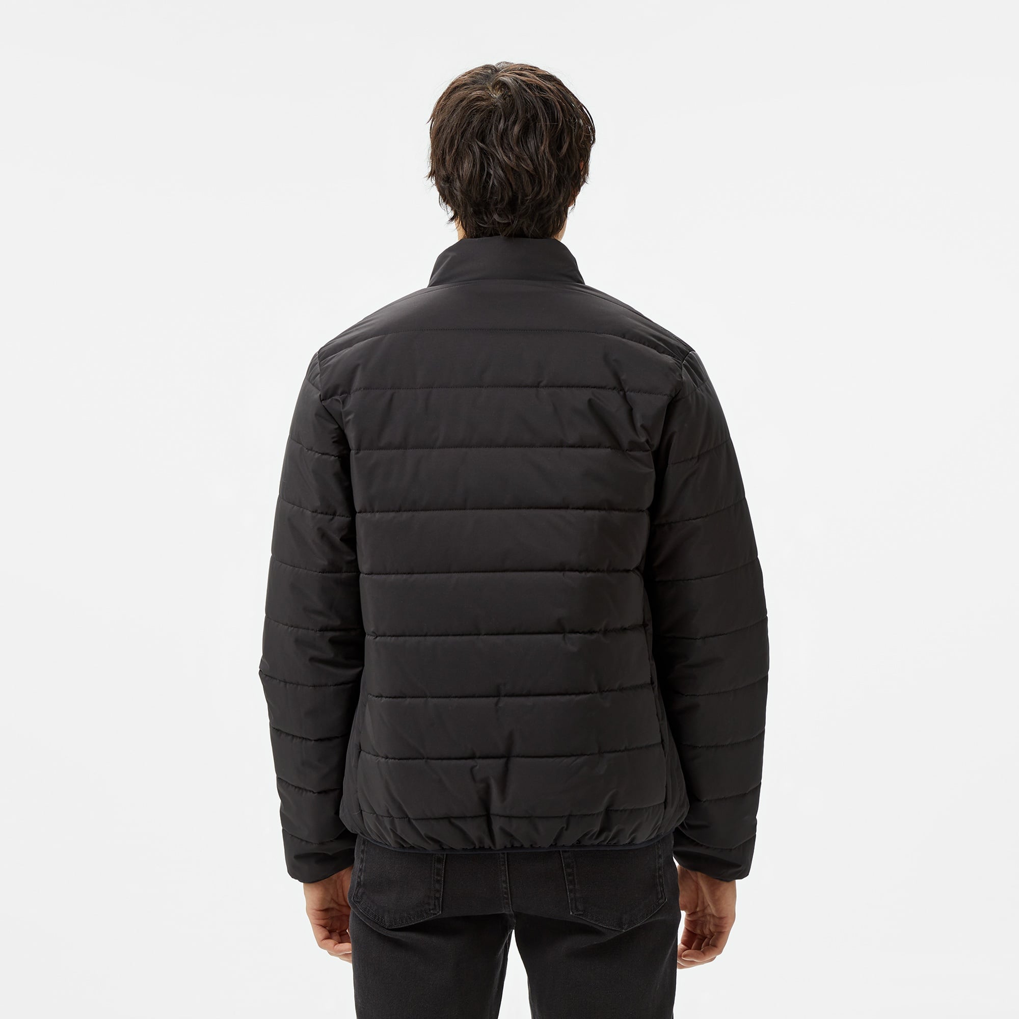 Erkek Regular Fit Dik Yaka Çift Taraflı Siyah Mont