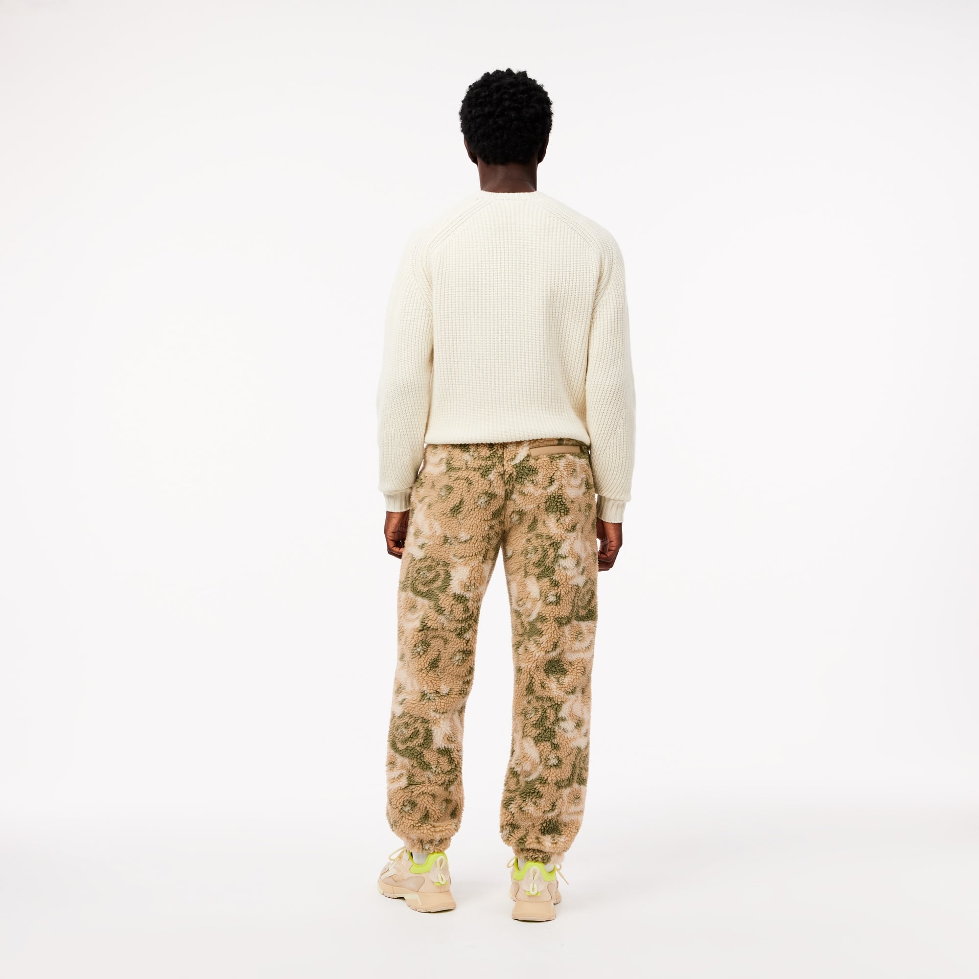 Erkek Tapered Fit Desenli Bej Eşofman Altı