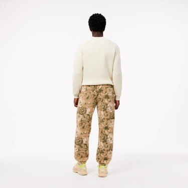  Erkek Tapered Fit Desenli Bej Eşofman Altı