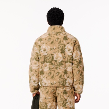  Erkek Dik Yaka Desenli Bej Mont