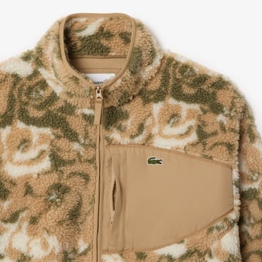  Erkek Dik Yaka Desenli Bej Mont