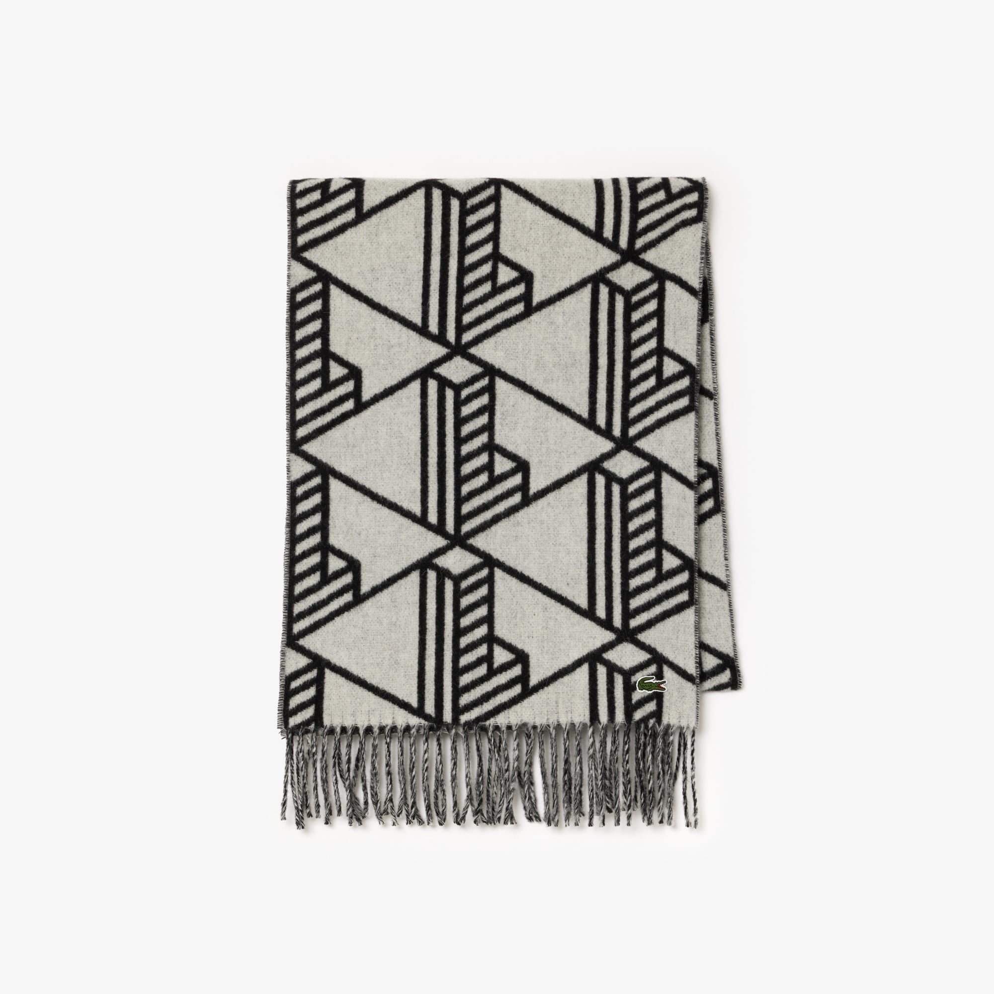 Unisex Monogram Çift Taraflı Siyah Atkı