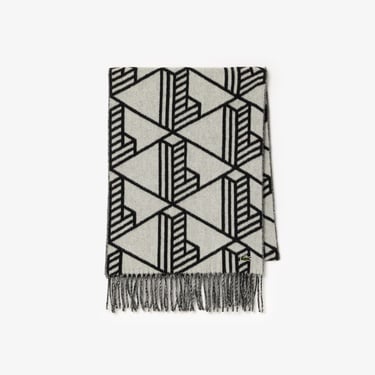  Unisex Monogram Çift Taraflı Siyah Atkı