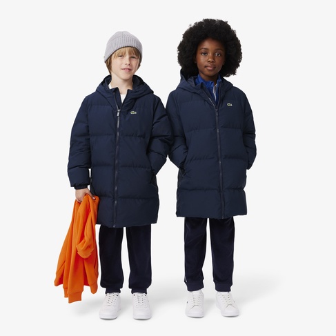  Lacoste Çocuk Kapüşonlu Lacivert Şişme Mont