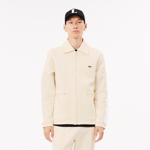  Erkek Regular Fit Fermuarlı Krem Sweatshirt