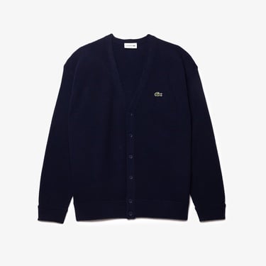  Lacoste Erkek Relaxed Fit V Yaka Lacivert Hırka