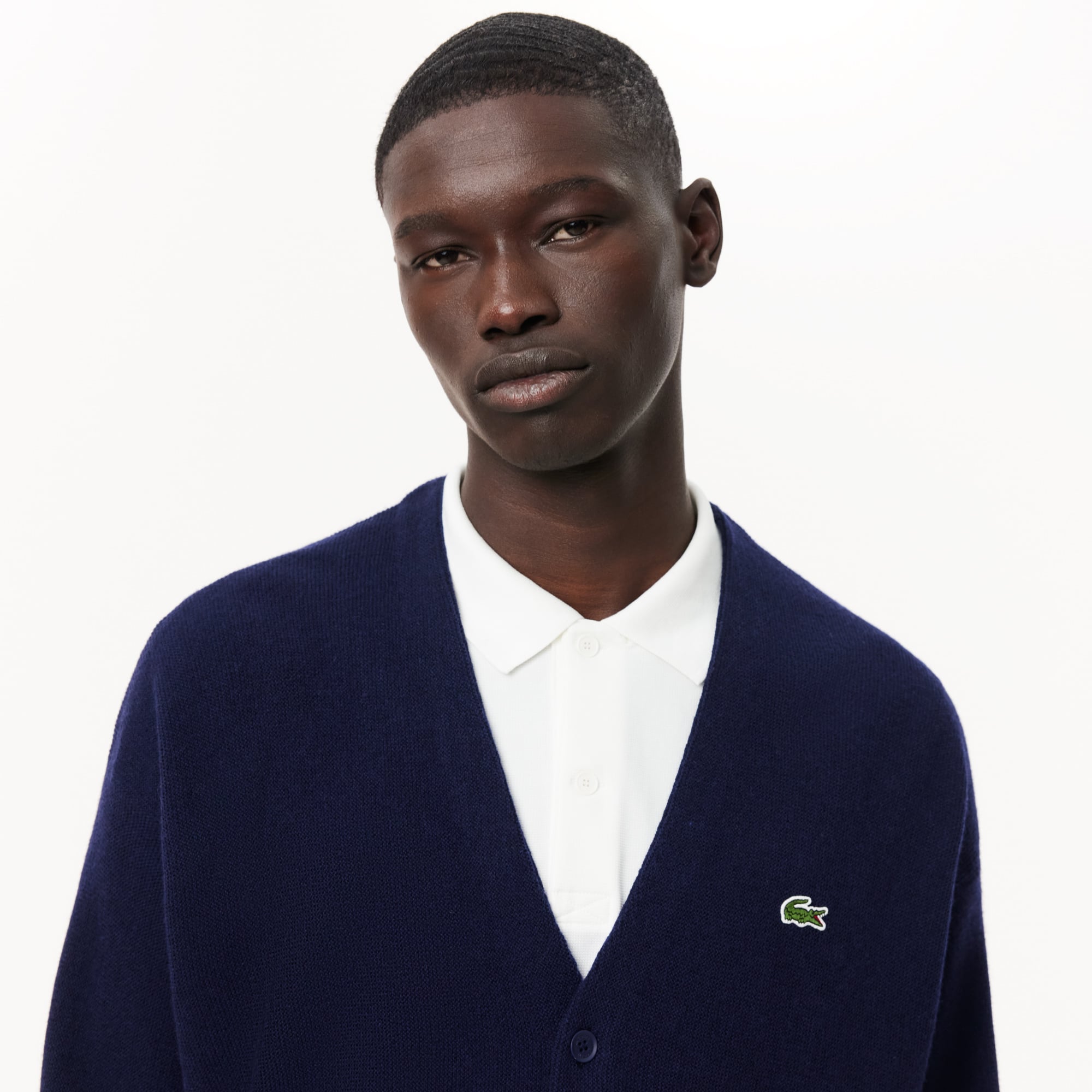  Lacoste Erkek Relaxed Fit V Yaka Lacivert Hırka