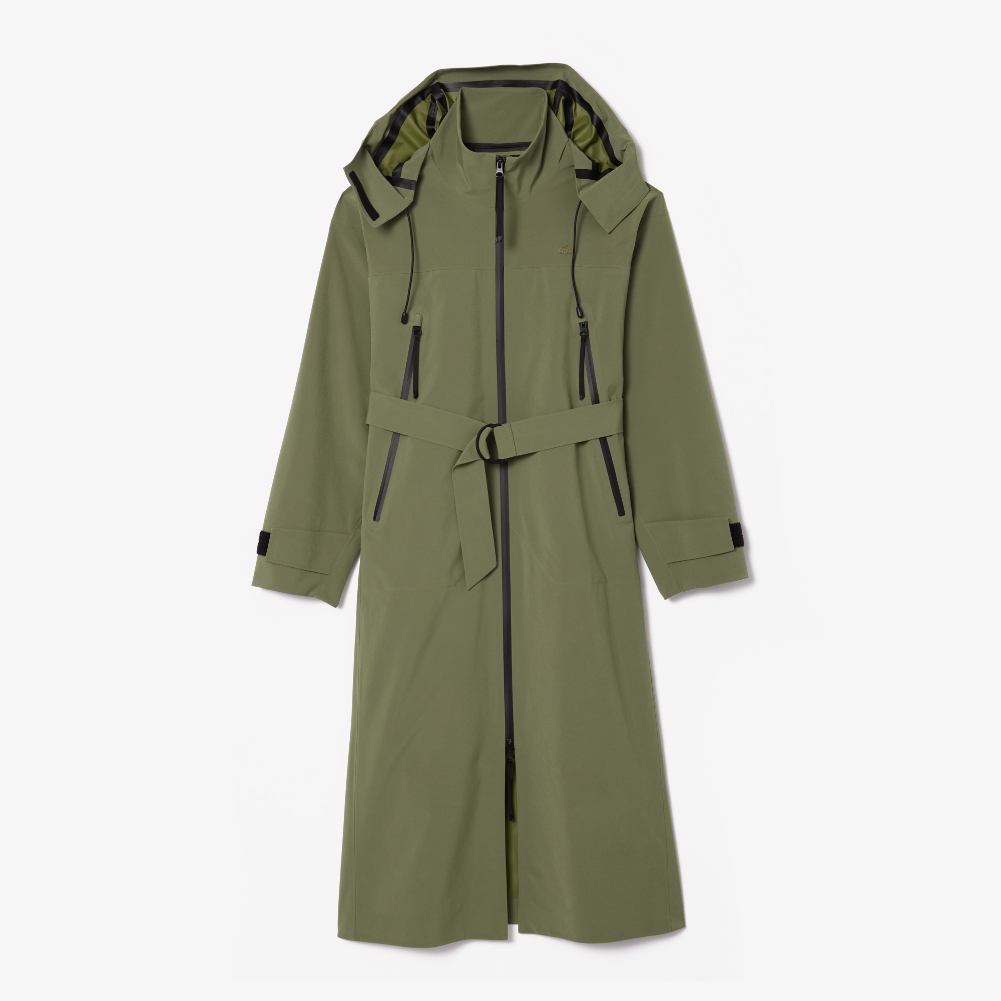 Kadın Oversize Fit Kapüşonlu Haki Trençkot