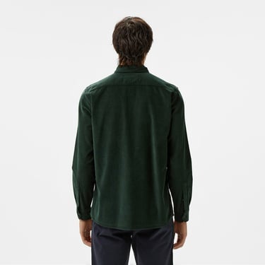  Erkek Regular Fit Düğmeli Yaka Koyu Yeşil Gömlek