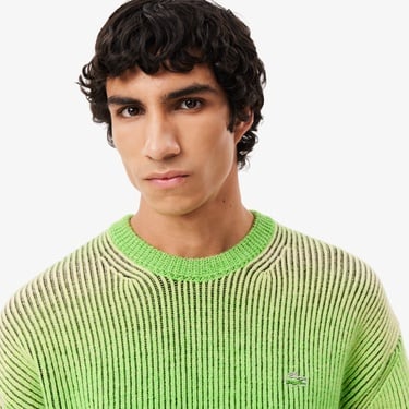  Erkek Relaxed Fit Bisiklet Yaka Yeşil Kazak