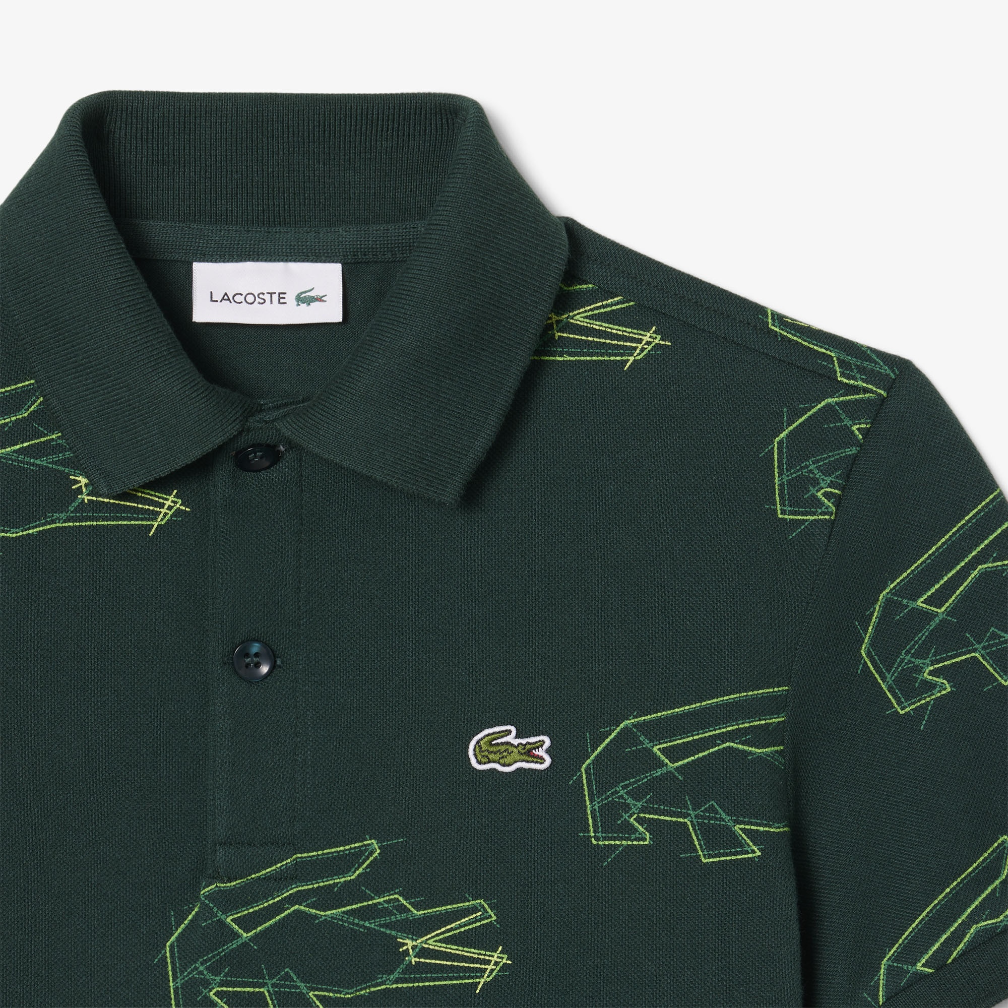 Lacoste Çocuk Baskılı Koyu Yeşil Polo