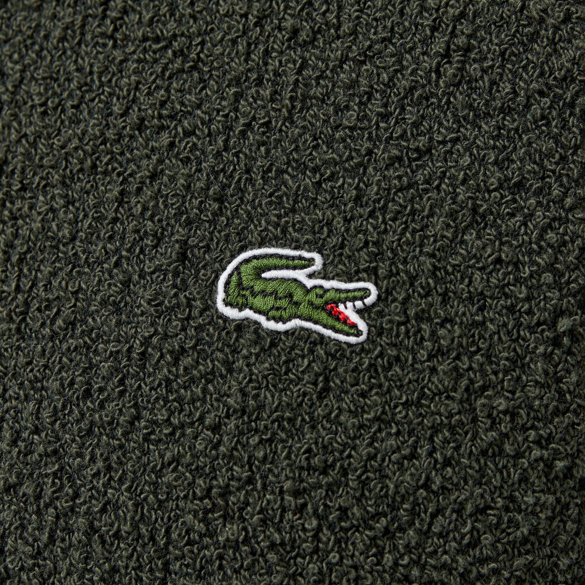 Erkek Relaxed Fit Bisiklet Yaka Baskılı Koyu Yeşil Kazak