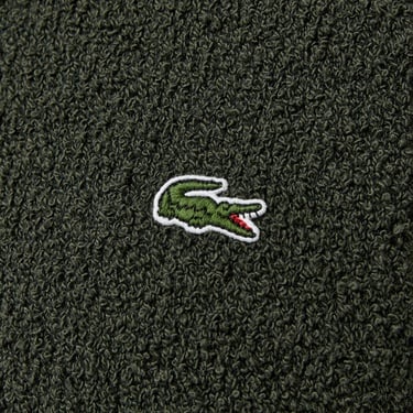  Erkek Relaxed Fit Bisiklet Yaka Baskılı Koyu Yeşil Kazak