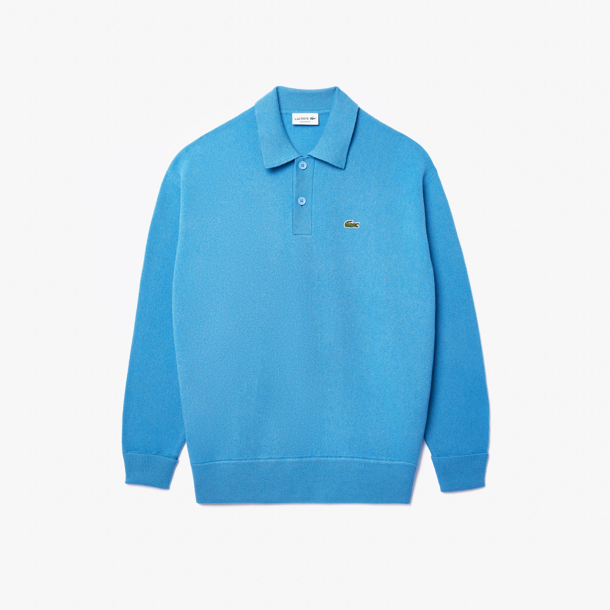 Erkek Relaxed Fit Polo Yaka Yün Mavi Triko