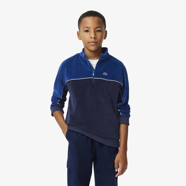  Erkek Çocuk Renk Bloklu Lacivert Sweatshirt