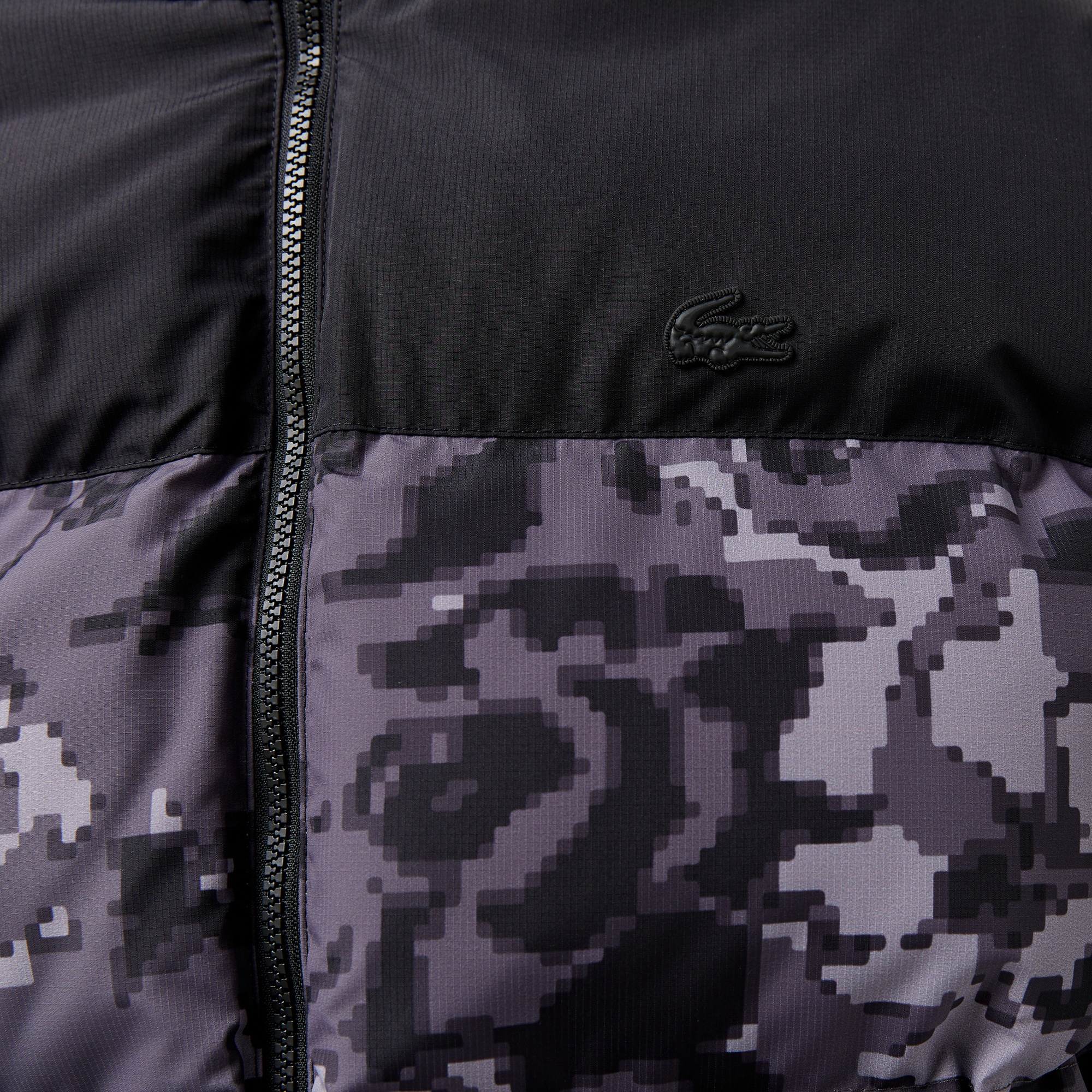 Erkek Desenli Siyah Şişme Mont