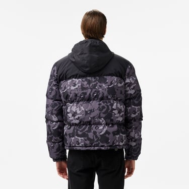  Erkek Desenli Siyah Şişme Mont