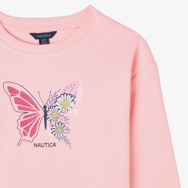  Nautica Knit Active Top Çocuk Pembe Eşofman Üstü