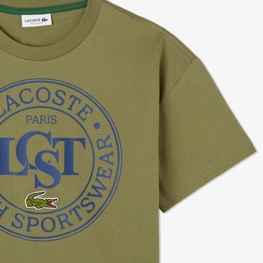  Lacoste Çocuk Bisiklet Yaka Baskılı Haki T-Shirt