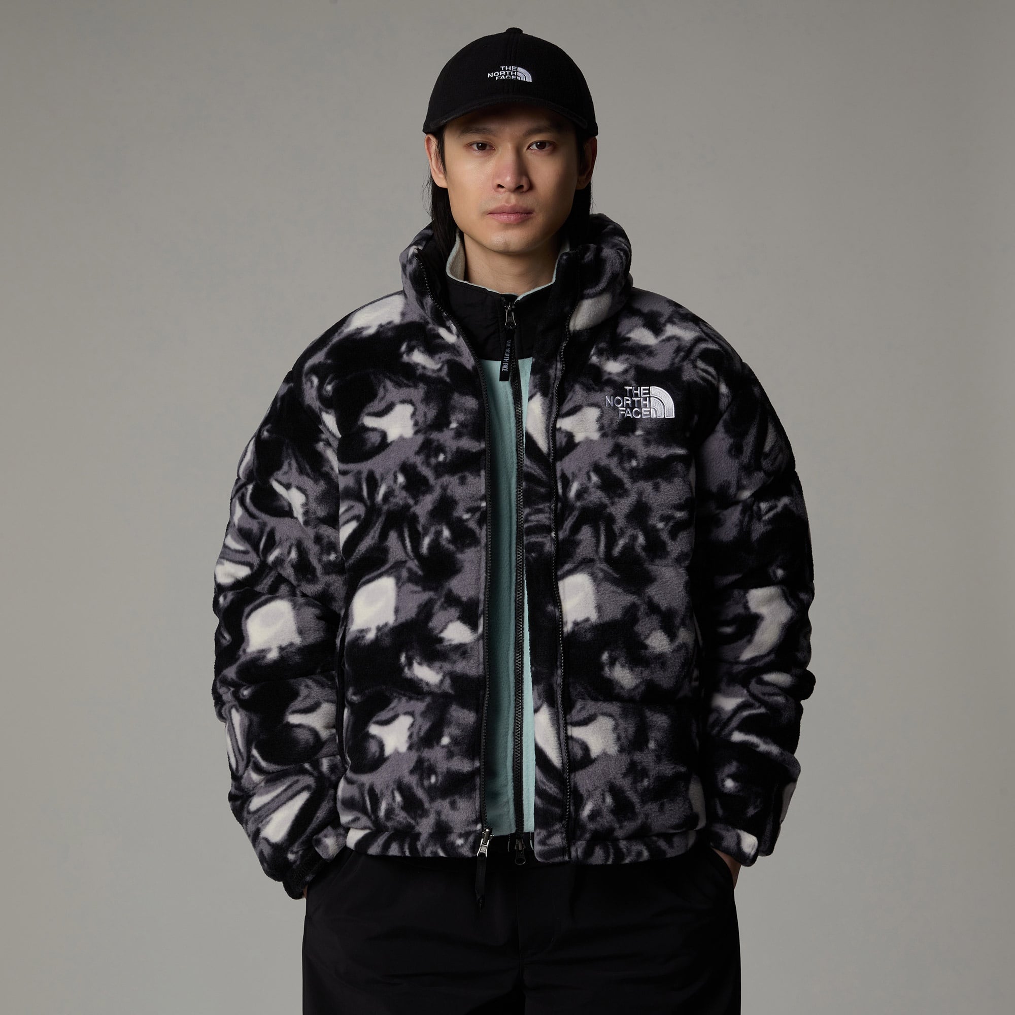 The North Face Polar Nuptse Erkek Desenli Siyah Mont