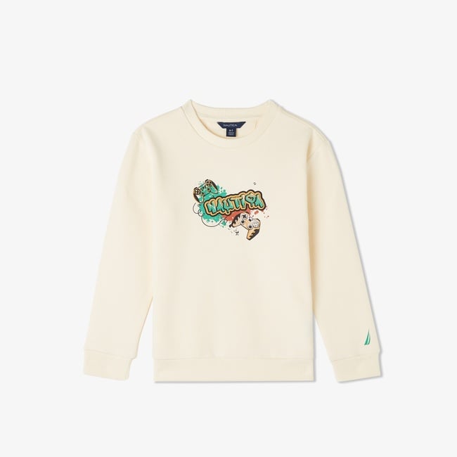  Nautica Knit Active Top Çocuk Krem Sweatshirt