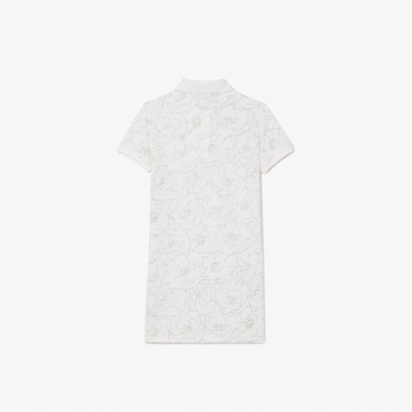  Kız Çocuk Baskılı Beyaz Elbise